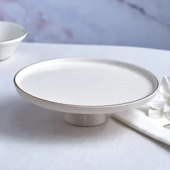 Karaca Tortenplatte Servierteller Set-Calvin Servierteller mit Fuß 23 cm Ecru01