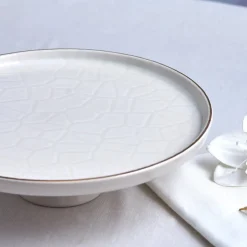 Karaca Tortenplatte Servierteller Set-Calvin Servierteller mit Fuß 23 cm Ecru01