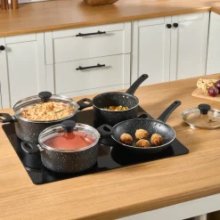 Karaca Granittopf Sets-Cookplus Aura Roller 7-teiliges Kochgeschirr-Set Black