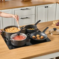 Karaca Granittopf Sets-Cookplus Aura Roller 7-teiliges Kochgeschirr-Set Black