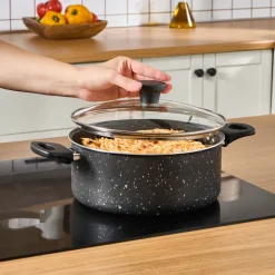 Karaca Granittopf Sets-Cookplus Aura Roller 7-teiliges Kochgeschirr-Set Black