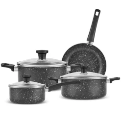 Karaca Granittopf Sets-Cookplus Aura Roller 7-teiliges Kochgeschirr-Set Black