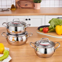 Karaca Stahltopf Sets-Edeltsahl Kochtopfset Emirgan 6-teilig Farblös