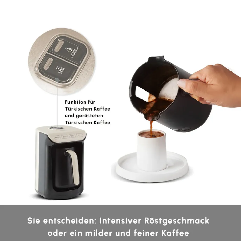 Karaca Türkischer Kaffeekocher|Kaffeemaschinen-Hatır Köz Turkish Coffee Machine mit Röstfunktion Creme Weıche Creme