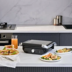 Karaca Toaster-Homend Grilliant 1366H Toaster und Grill mit herausnehmbarer Gusseisenplatte und Edelstahlgehäuse