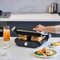 Karaca Toaster-Homend Grilliant 1366H Toaster und Grill mit herausnehmbarer Gusseisenplatte und Edelstahlgehäuse