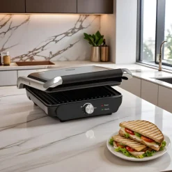 Karaca Toaster-Homend Grilliant 1366H Toaster und Grill mit herausnehmbarer Gusseisenplatte und Edelstahlgehäuse