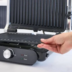 Karaca Toaster-Homend Grilliant 1366H Toaster und Grill mit herausnehmbarer Gusseisenplatte und Edelstahlgehäuse