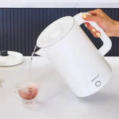 Karaca Wasserkocher-Homend Heatrow Cooltouch Wasserkocher 1,7L – Doppelwand, Leiser Betrieb, Cool-Touch-Gehäuse, Edelstahl, 2200W Schnellkochfunktion, Dreifachschutz, Weiß