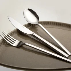 Karaca Bestecksets Für 12 Personen-Jumbo 8100 Tafelbesteck- Set aus Gabel Löffel Messer 84- teilig für 12 - Personen mit Box SILBER03