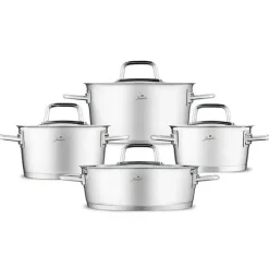 Karaca Stahltopf Sets-Jumbo Felix 8-teiliges Edelstahl-Topfset mit Induktionsboden