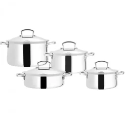 Karaca Stahltopf Sets-Jumbo Flame 4-teiliges Topf-Set SILBER03