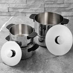 Karaca Stahltopf Sets-Jumbo Infinity 3PLY 8-teiliges Edelstahl-Kochgeschirrset mit Induktionsboden