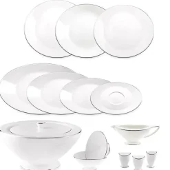 Karaca Tafelservice Für 12 Personen-Jumbo Moon Platin 64-teiliges Tafelservice für 12 Personen Platın