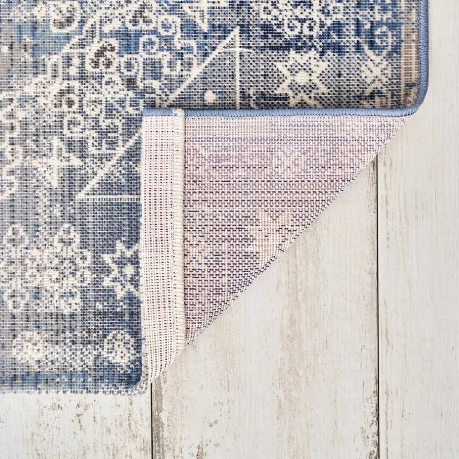 Karaca Teppich-Kaşmir Halı 7/24 Alaca Patchwork Teppich Blau 80 x 150 Blau01