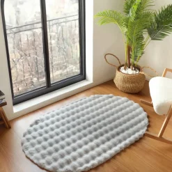 Karaca Teppich-Kaşmir Halı 7/24 Cosy Premium Bubble Hellgrau Oval 80x150 cm Hellgrau01