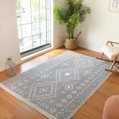 Karaca Teppich-Kaşmir Halı 7/24 Teppich Jute Hatka 80x150 cm Grau Weıß