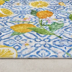 Karaca Teppich-Kaşmir Halı Dekoratif Art Küche Zitrone, 80x150 cm Multıfarben