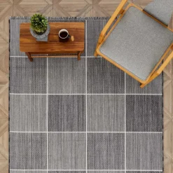 Karaca Teppich-Kaşmir Halı Dogasever Recycelte Baumwollteppiche Karstik 80x150 cm Schwarz01