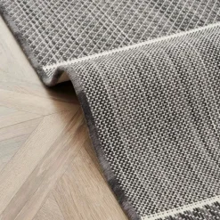 Karaca Teppich-Kaşmir Halı Dogasever Recycelte Baumwollteppiche Karstik 80x150 cm Schwarz01