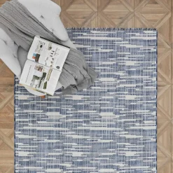 Karaca Teppich-Kaşmir Halı Dogasever Recycelte Baumwollteppiche Ayaz 120x180 cm Blau01