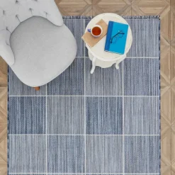 Karaca Teppich-Kaşmir Halı Dogasever Recycelte Baumwollteppiche Delta 120x180 cm Blau01