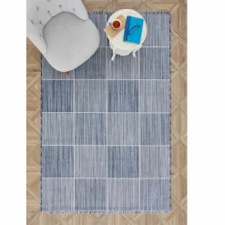 Karaca Teppich-Kaşmir Halı Dogasever Recycelte Baumwollteppiche Delta 120x180 cm Blau01