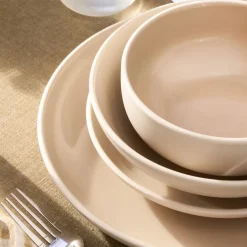Karaca Tafelservice Für 6 Personen-Abby 24-teiliges Steinzeug-Tafelservice für 6 Personen, Creme Creme01