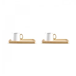 Karaca Mokka & Espressotassen Set-Ada Bamboo Platte 2 Person Kaffeetasse 90 Ml Weıß01