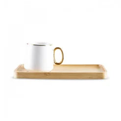 Karaca Mokka & Espressotassen Set-Ada Bamboo Platte 2 Person Kaffeetasse 90 Ml Weıß01