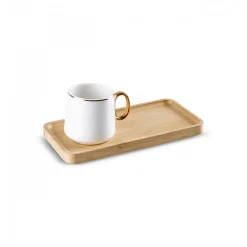 Karaca Mokka & Espressotassen Set-Ada Bamboo Platte 2 Person Kaffeetasse 90 Ml Weıß01