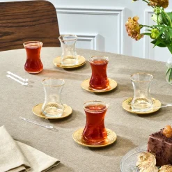 Karaca Teegläser Sets-Ada 18-teiliges Teeservice für 6 Personen Gold