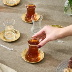 Karaca Teegläser Sets-Ada 18-teiliges Teeservice für 6 Personen Gold