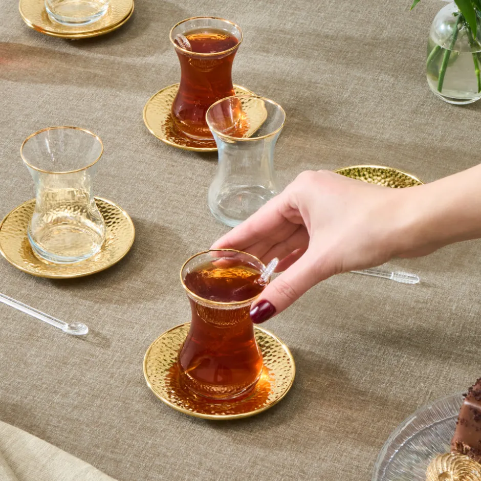 Karaca Teegläser Sets-Ada 18-teiliges Teeservice für 6 Personen Gold