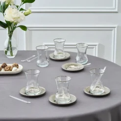 Karaca Teegläser Sets-Ada Platin 18-teiliges Teeservice für 6 Personen Platın