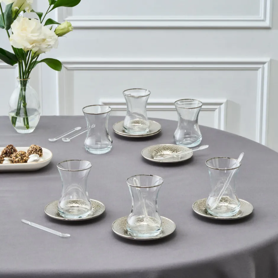 Karaca Teegläser Sets-Ada Platin 18-teiliges Teeservice für 6 Personen Platın