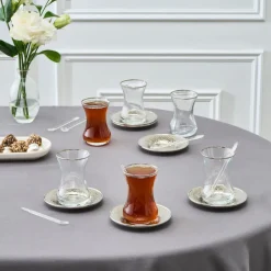 Karaca Teegläser Sets-Ada Platin 18-teiliges Teeservice für 6 Personen Platın
