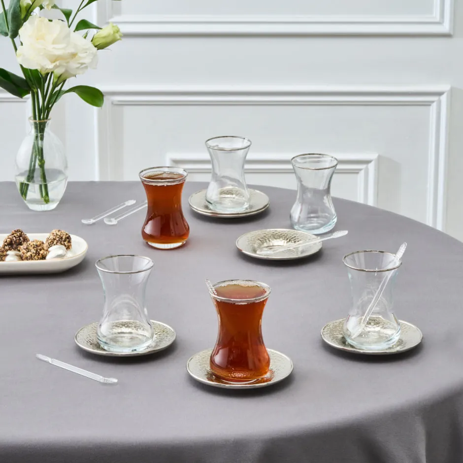 Karaca Teegläser Sets-Ada Platin 18-teiliges Teeservice für 6 Personen Platın