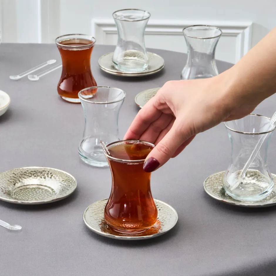 Karaca Teegläser Sets-Ada Platin 18-teiliges Teeservice für 6 Personen Platın