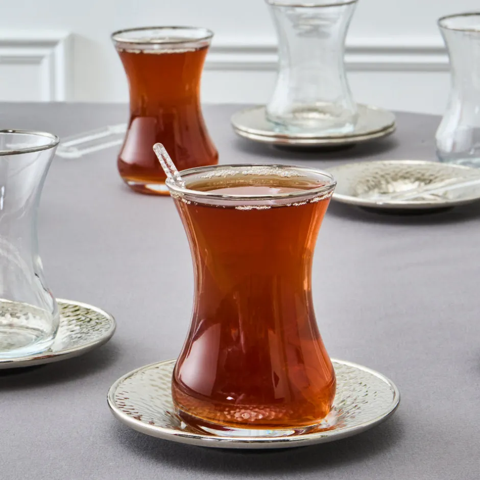 Karaca Teegläser Sets-Ada Platin 18-teiliges Teeservice für 6 Personen Platın
