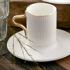 Karaca Mokka & Espressotassen Set-Aged Kaffeeservice für 6 Personen Weıß01