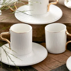 Karaca Mokka & Espressotassen Set-Aged Kaffeeservice für 6 Personen Weıß01