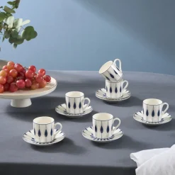 Karaca Mokka & Espressotassen Set-Ahenk 12-teiliges Bone China Espresso Türkisch-Kaffeetassen-Set für 6 Personen, 80 ml, Mehrfarbig Multıfarben
