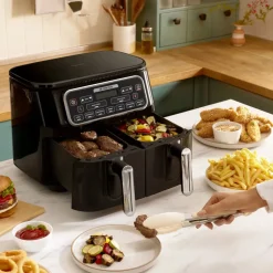 Karaca Heißluftfritteuse - Airfryer-Air Cook Duo Heißluftfritteuse XXXL 8 Liter Airfryer, Starlight, 8 Personen, 2500W Sternenlıcht