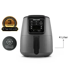 Karaca Heißluftfritteuse - Airfryer-Air Cook XL 2 in 1 Airfryer , 4L, 1550W Space Grau Schwarz