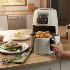 Karaca Heißluftfritteuse - Airfryer-Air Cook XL 2 in 1 Airfryer , 4L, 1550W Space Grau Schwarz