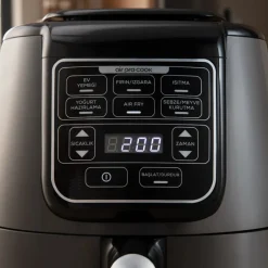 Karaca Heißluftfritteuse - Airfryer-Air Cook XL 2 in 1 Airfryer , 4L, 1550W Space Grau Schwarz