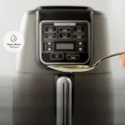 Karaca Heißluftfritteuse - Airfryer-Air Cook XL 2 in 1 Airfryer , 4L, 1550W Space Grau Schwarz