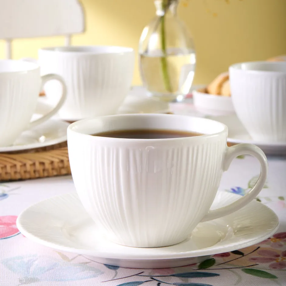 Karaca Teetassen Sets-Anna Embossed Teetassen-Set für 6 Personen, 220 ml Weıß01