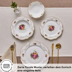 Karaca Tafelservice Für 6 Personen-Antique Porcelain 24 Stück 6 Sitzer Dinner Set Multıfarben